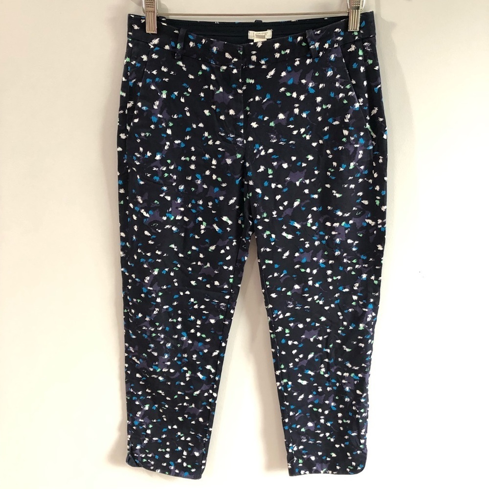 JCrew Printed Cropped Tencel Pants Career Navy
